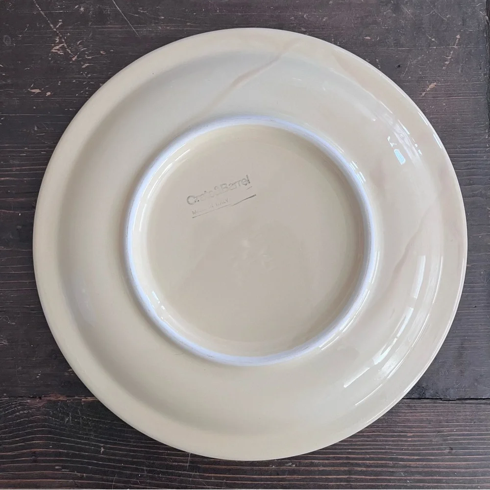 Vintage Crate & Barrel Italy Handpainted Tomato/Apple Leaf Print Ceramic Plate
